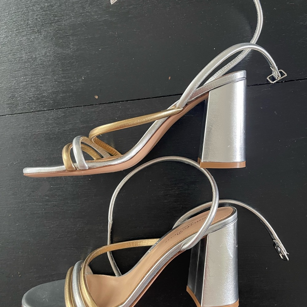 Gianvito Rossi Bekah Block-Heel Metallic Leather Sandals $845 - Picture 4 of 7